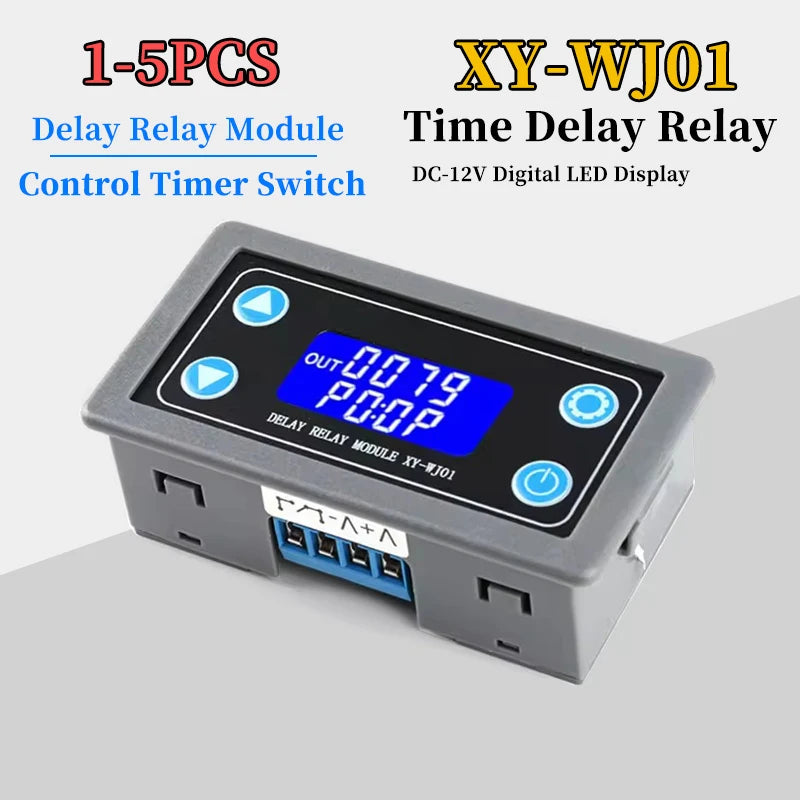 1-5Pcs XY-WJ01 DC12V LED Digital Time Delay Relay Module Programmable Timer Relay Control Switch Timing Trigger Cycle for Indoor