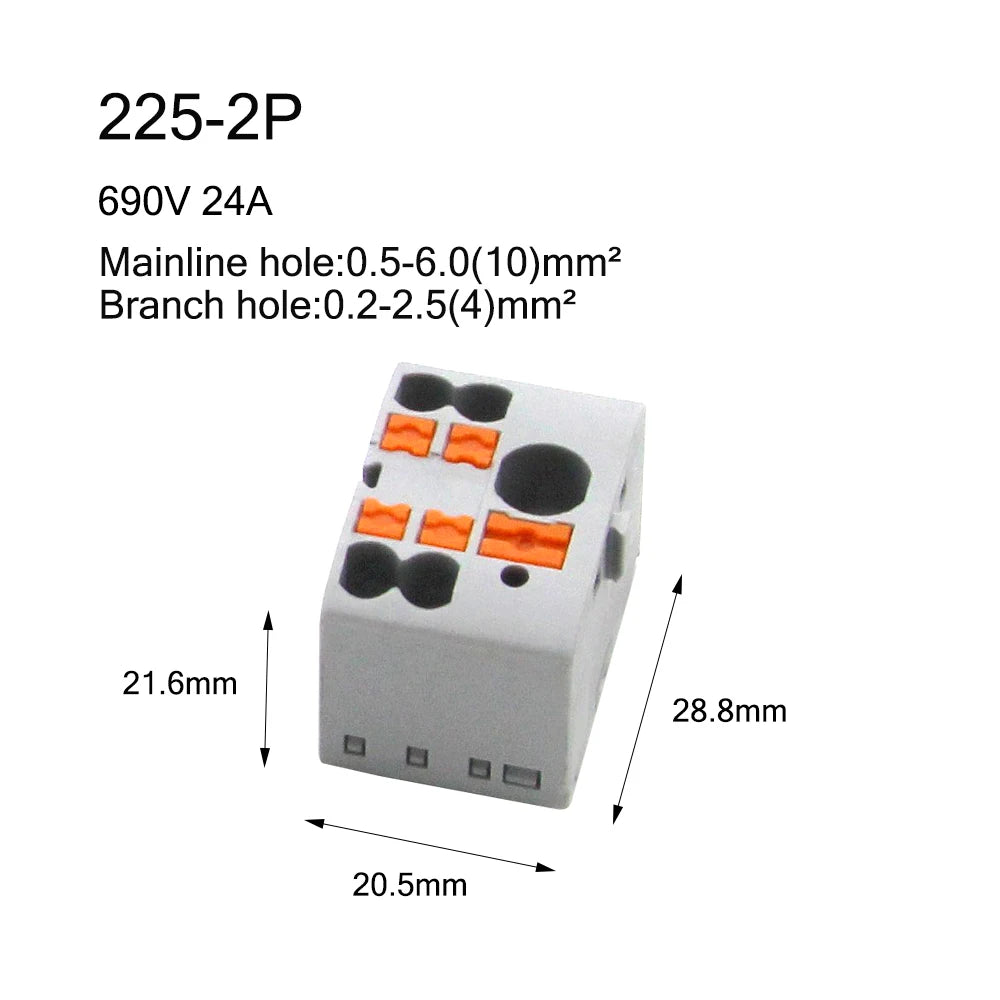 1PC 225 Series Fixed Modular Wire Connectors Compact Splicing Lighting Push-in Multi Link Terminal Block 1 In Multiple Out