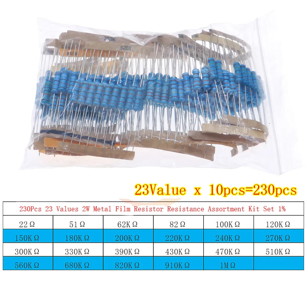 1/8W 1/4W 1/2W 1W 2W 3W 5W Metal Film Resistors Assortment Kit Set 1% Electronic Components Resistor Package