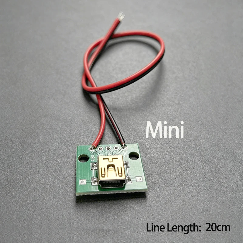 1-5PCS Micro/Mini/Type-C Female Connector Jack Charging Port USB Type C Socket With Solder Wire PH2.0 Line Length 8cm
