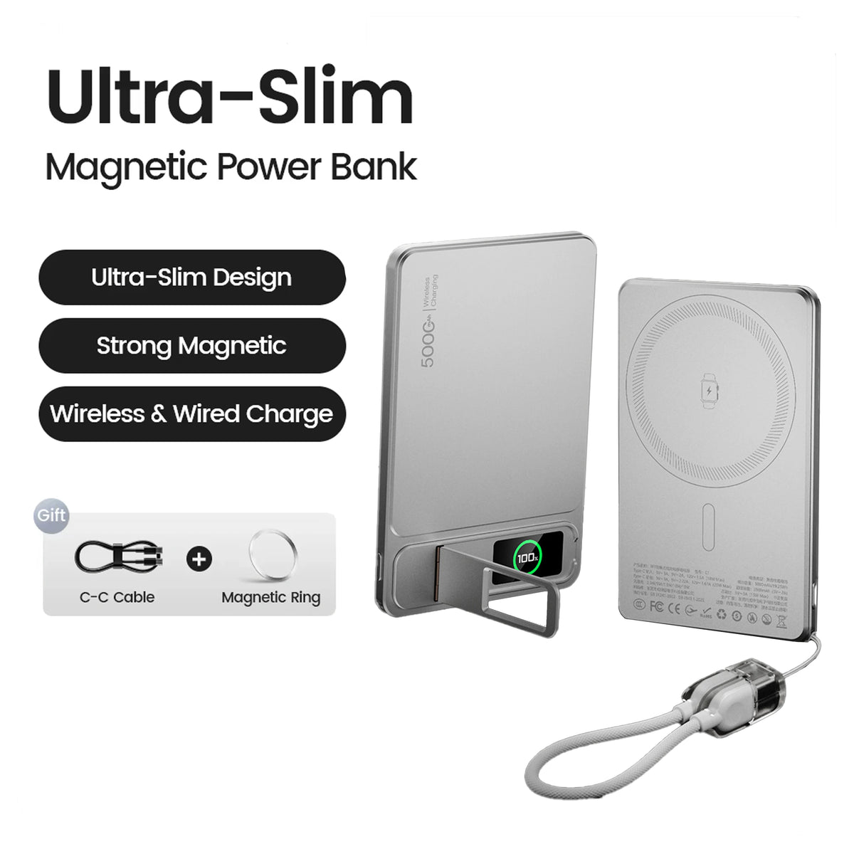 10000mAh Slim Power Bank for MagSafe,Magnetic Wireless 20W Fast Charging Portable External Battery For iPhone 12-17 Pro Samsung