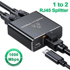 1 to 2 1000M Rj45 Splitter Gigabit Ethernet Adapter Internet Network Cable Extender Rj45 Connector for PC TV Box Router Sharer