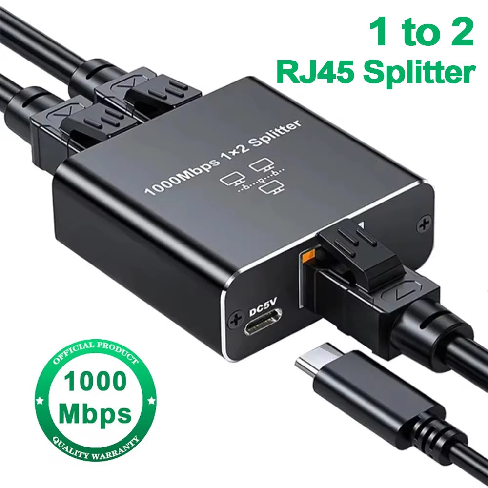 1 to 2 1000M Rj45 Splitter Gigabit Ethernet Adapter Internet Network Cable Extender Rj45 Connector for PC TV Box Router Sharer