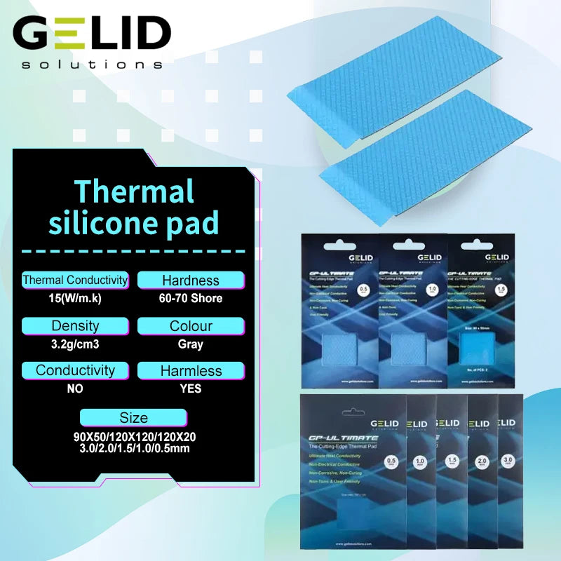 GELID GP-Ultimate Thermal Pad 15W/MK CPU/GPU Graphics Motherboard Silicone Grease Pad Heat Dissipation Silicone Pad Multi-Size