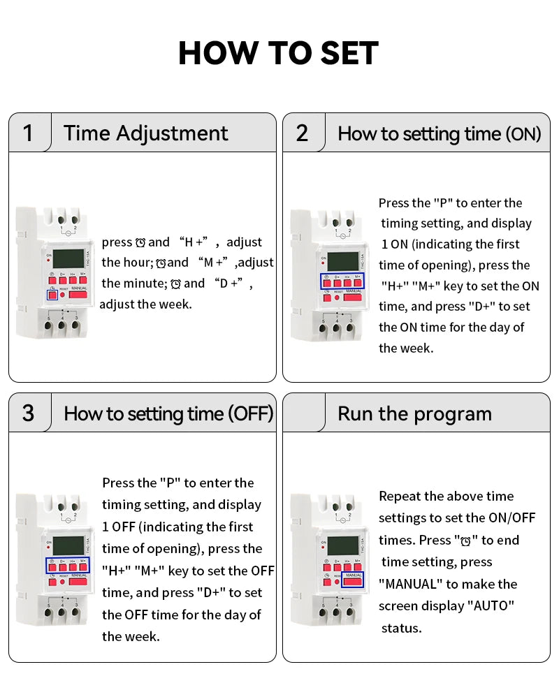GEYA THC-15 Digital Timer Switch Weekly Programmable Timers 16A 20A 30A ACDC12V 24V 110V 220V 240V Timers