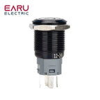 12/16/19/22mm Waterproof Metal Push Oxidized Black Button Switch LED Light Momentary Latching Car Engine Power Switch 5V 12V 24V