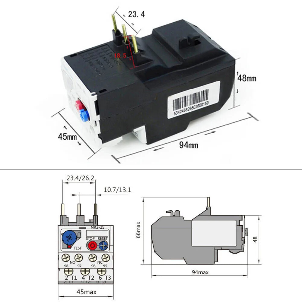 Thermal Overload Motor Relay 3 Phase AC 50Hz/60Hz FR NR2-25 IP20 Plug-in With Indicator Light For CJX2 Series Contactors