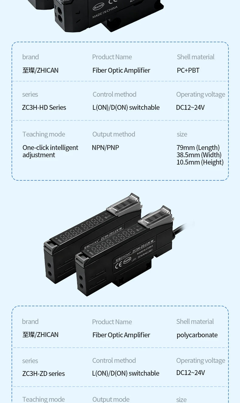 Intelligent Digital Display Fiber Optic Amplifier Sensor for Long and Short Distance Diffuse Reflection Induction Photoelectric