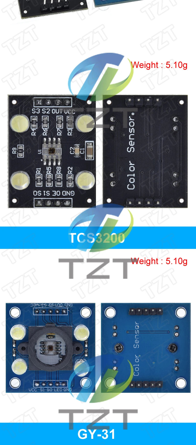 TZT Color Recognition Module TCS230 TCS3200 Color Detection Module Color recognition Module For Arduino DIY Module DC 3-5V Input