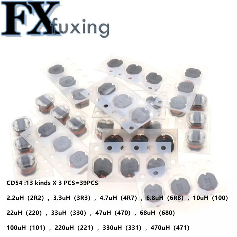 26/39/65/50PCS SMD Power Inductor Kit CD32 CD43 CD54 CD75 2.2uH-470uH 2.2uH-220uH Wire Wound Chip inductance Inductors Set 4R7
