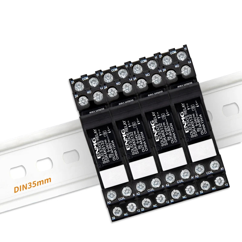 ENMG Small DIN-Rail Solid State Relay 24V 3A 4A 10A DC SSK10D6132 SSR DC to AC 220Vdc with base DC control 5V 24V AC 220V lights