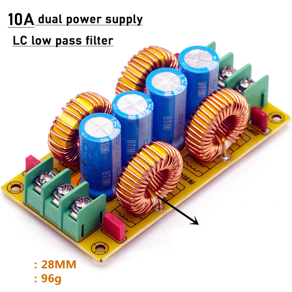 Positive Negative Dual Power DC LC Low-Pass Filter Electromagnetic Interference EMI for Car Amplifier Noise Filtering