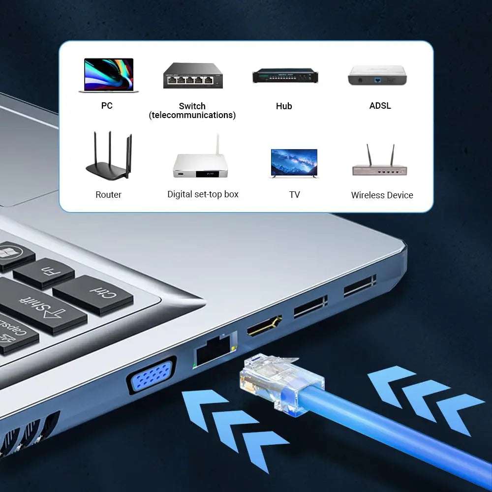 RJ45 Connector CAT6 Pass Through Connectors Crystal End Gold-Plated 8P8C Crimp UTP Standard Ethernet Network Modular Plug