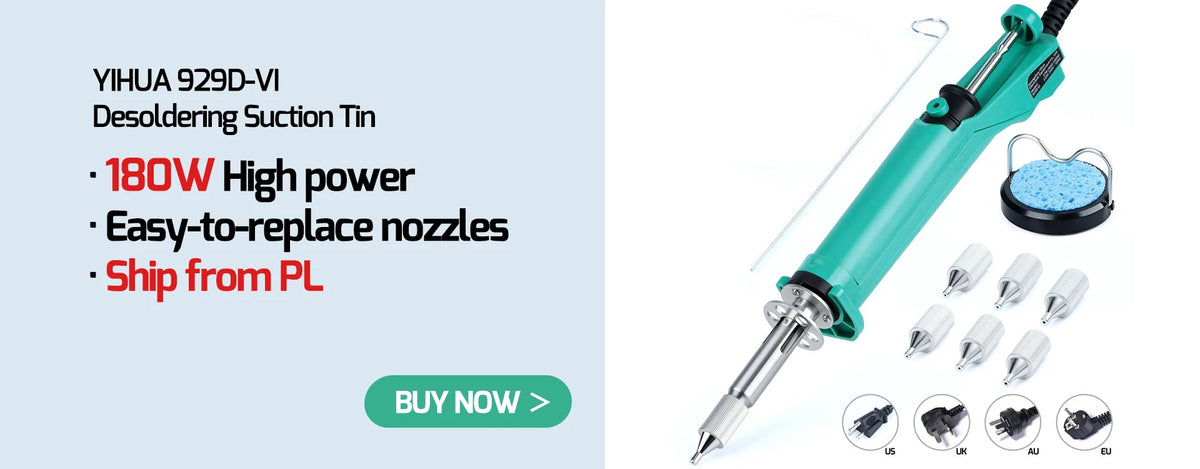 180W Desoldering Suction Tin YIHUA 929D-VI Electric Desoldering Iron Soldering Sucker Pen 929D-V Soldering Iron Welding Tools