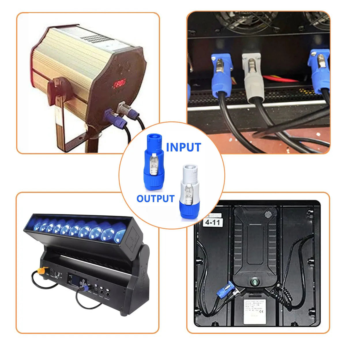 10Pcs 3Pin Powercon XLR Connector 20A Power Plug Power Socket NAC3FCA NAC3MPA NAC3FCB Male Plug Adapter Stage Light LED Screen