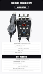 JCD 2 in 1 Digital Soldering Station Hot Air Gun Solder Iron SMD BGA Rework Desoldering Welding Repair Tools 760W 220V 110V 8586