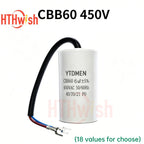 1pc CBB60 Motor Run Capacitors 5% for Washing Machine 450V 3UF 4UF 5UF 6UF 8UF 10UF 12UF 15UF 18UF 20U 450VAC Starting Capacitor