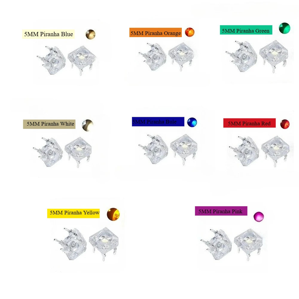 5mm F5 Piranha LED White Red Green Amber Clear 5mm 20MA LED Diode Light-Emitting-Diodes 4-pins Piranha LED Diodos Brightness
