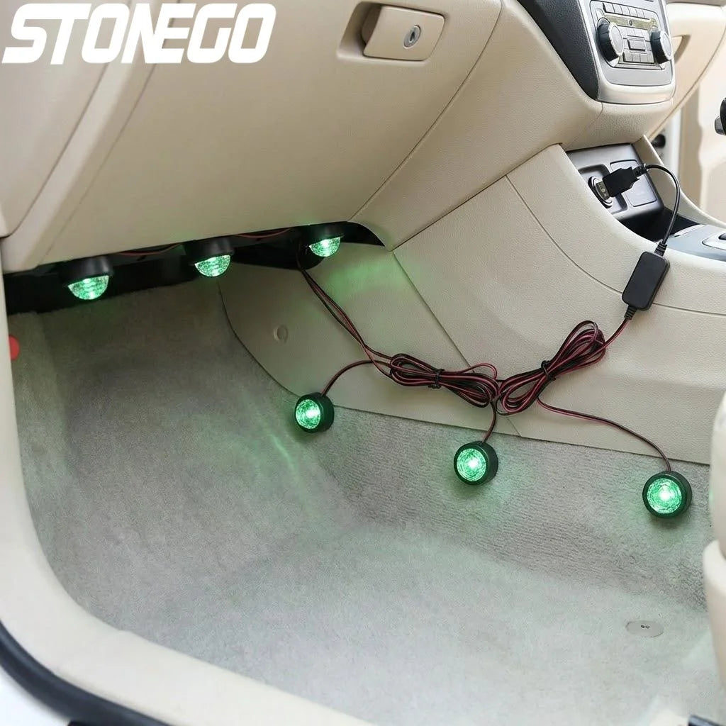 USB Car LED Voice Activated Seven Colors Starry Sky Projection Ambient Light Interior Decorative Lighting
