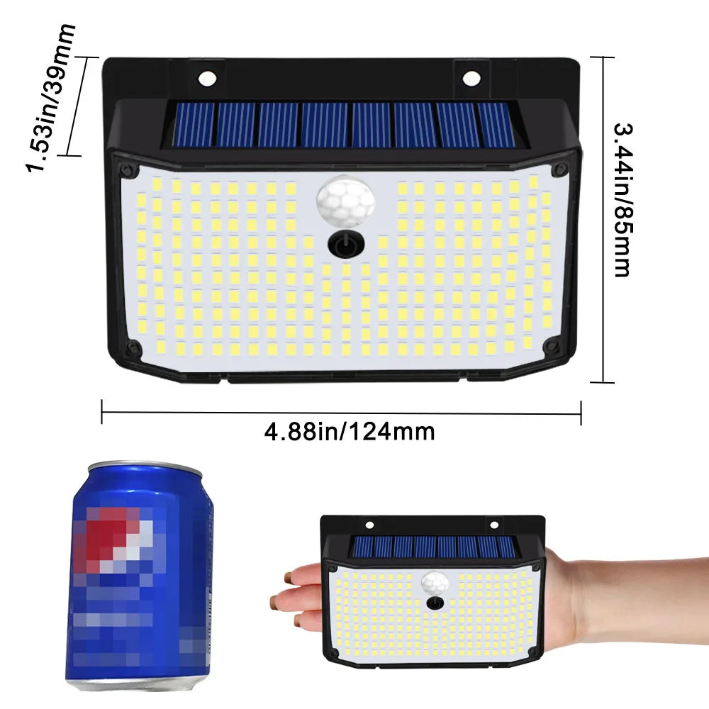 Solar Lights Outdoor 158 LED Solar Wall Lamp Waterproof Wireless Motion Sensor Security 3 Modes Garden Fence Yard Deck Garage