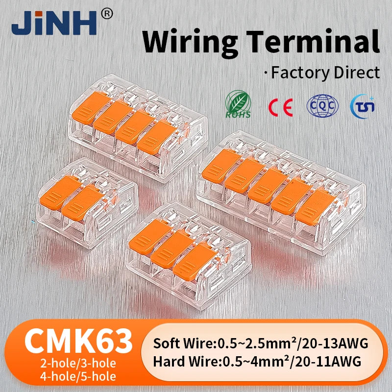 JINH 50 Pcs Quick  Compact Lever Parallel Electrical Splitter Equipment Connectors, Fast Wire Connector Terminal Blocks 34-11AWG