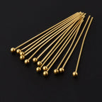 100pcs/Lot Golden Color Stainless Steel Ball Head Pins PVD Needle Pin DIY Jewelry Accessories Base De Aretes Acero Inoxidable