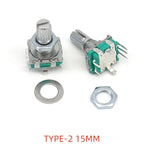 2/10PCSEC11 Rotary Encoder Digital Potentiometer, Plum Blossom, Half Axis, Five-Leg Handle Length 15MM 20MM