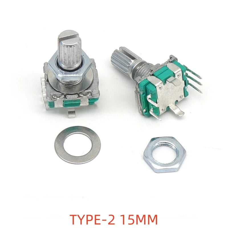 2/10PCSEC11 Rotary Encoder Digital Potentiometer, Plum Blossom, Half Axis, Five-Leg Handle Length 15MM 20MM