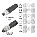 M8 Sensor Connector Screw Connection Metal A Code 3pin/4pin Non-welding 5pin 6pin 8pin Weld IP68 Straight Waterproof Connectors