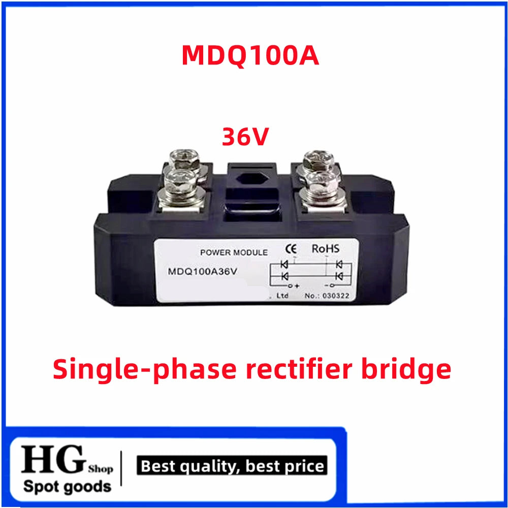 100A MDQ100A-12V 24V 36V 48V 60V 220V 600V 800V  1000V 1200V 1600V MDQ100A single-phase rectifier bridge AC-DC module 100Amp 160