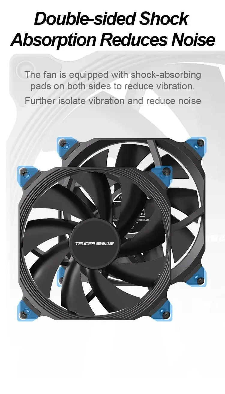 Teucer AF 14025 PC Case Cooling Fan 12V 4Pin PWM MHDB Hydraulic Bearing White 14CM Silent Fan for Computer Radiator Ventilator