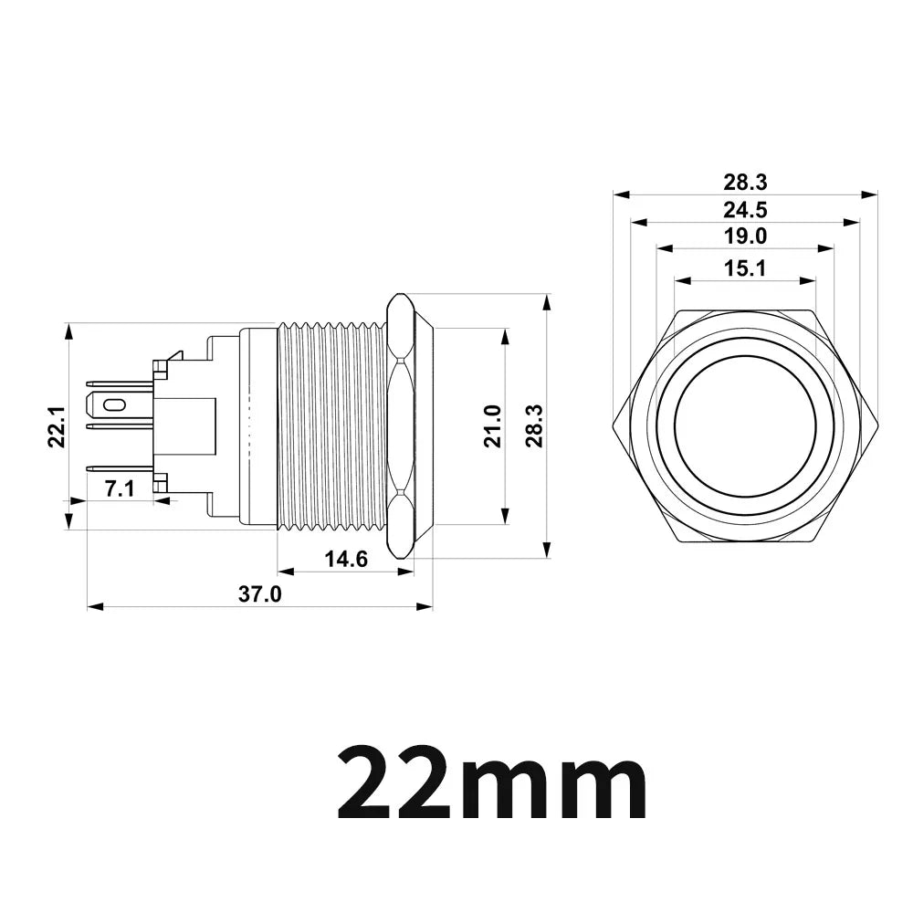 40pcs 22mm Push Button Switch Latching Momentary Metal PC Power LED Light On Off with Wire Waterproof 12v 3v 5v 6v 24v 220v Red