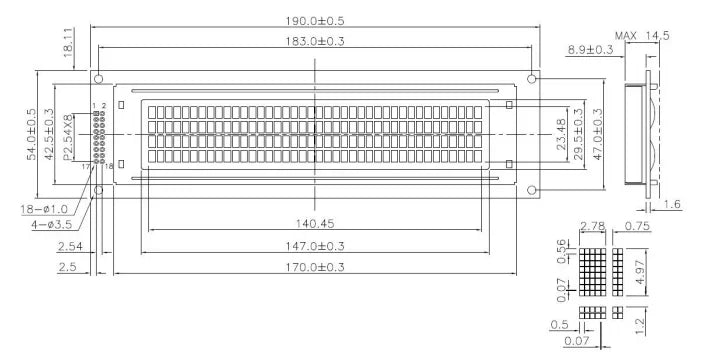 Cob Large 40x4 Character 18 Pin 8 Bit Parallel 5.0v Yellow Green Display Module 4004 16x2 Panel LCD Screen