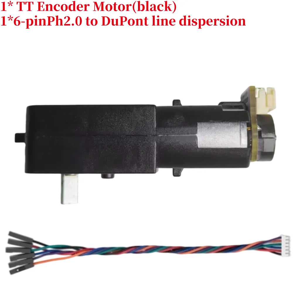 All-Metal TT Encoder Motor, 12PPR Hall Encoder, High Torque 1:90 Gearbox, Metal Shaft DC Geared Motor, DC 3-12V Gearbox Motor