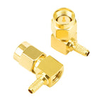 10PCS SMA Male/RP SMA Female Pin Right-Angle RF Connector Crimp, Compatible with RG174 RG316 LMR100 Cables, Wide Temp