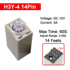 1 Pc H3Y-4 Small Time Delay Relay DC12 24V 14Pin Electricity Delay Type Power-on Delay Rotary Knob 1S/5S/10S/30S/60S/5M/10M/30M