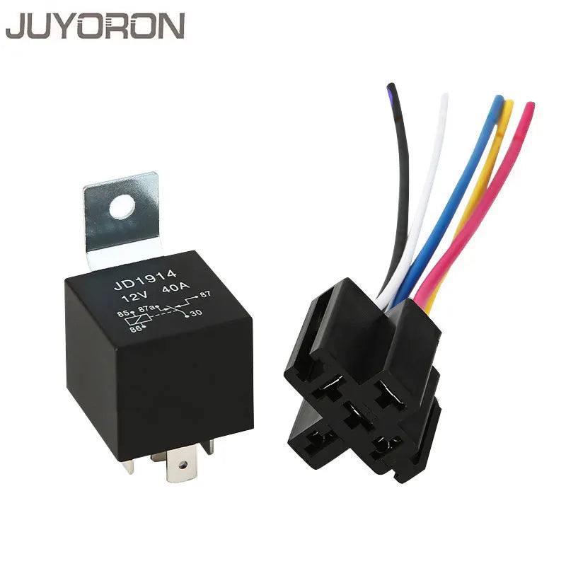 12V/24V 4Pin 5Pin Waterproof Relay 40A Car Auto Relay with Copper Terminals & Socket Metal Insert Relay