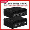 6 LAN 2.5G Firewall Router Intel 3 N355 N200 N150 N97 i226-V Fanless Mini PC DDR5 2xNVMe 1xSATA3.0 2xHD Type-C pfSense OPNsense