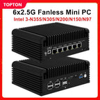 6 LAN 2.5G Firewall Router Intel 3 N355 N200 N150 N97 i226-V Fanless Mini PC DDR5 2xNVMe 1xSATA3.0 2xHD Type-C pfSense OPNsense