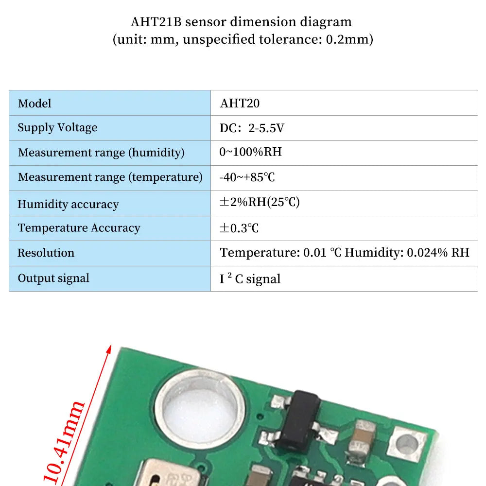AHT10 AHT20 AHT21 High Precision Digital Temperature Humidity Sensor Measurement Module I2C Communication Replace DHT11 SHT20