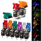 Auto Car Boat Truck Illuminated Led Toggle Switch ON OFF With Safety Aircraft Flip Up Cover Guard 12V20A transparent