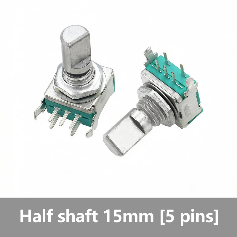 5PCS EC11 Rotary Encoder 5‑Pins Rotary Code Switch With Push Button 15mm / 20mm Half‑shaft Plum‑shaft