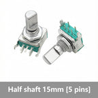 5PCS EC11 Rotary Encoder 5‑Pins Rotary Code Switch With Push Button 15mm / 20mm Half‑shaft Plum‑shaft