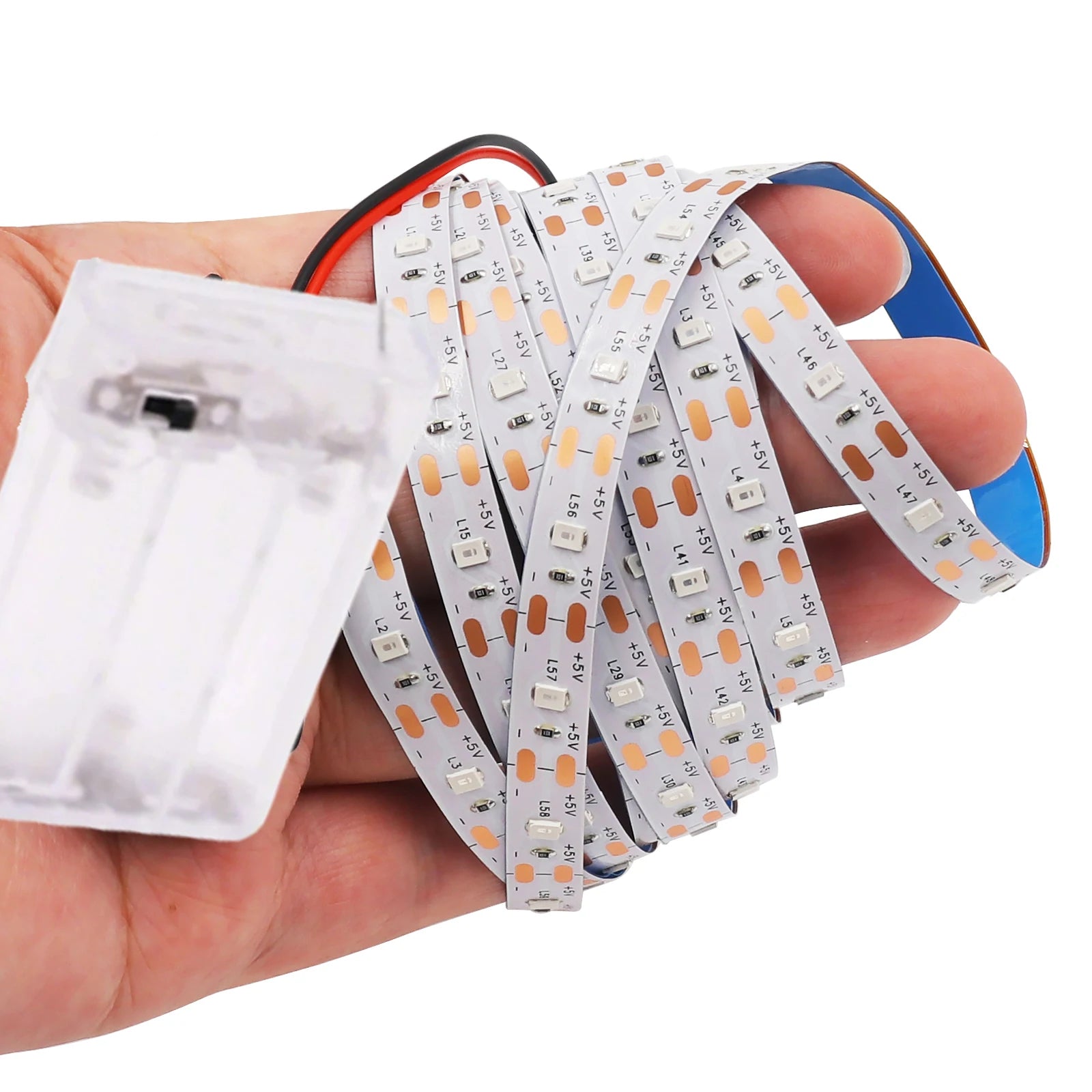 3AA Battery Power LED Strip Lights 2835 5V 60LEDs/M Warm White Red Green Ice Blue IP21/IP65 TV Room Kitchen Home DIY Decor 1M-5M
