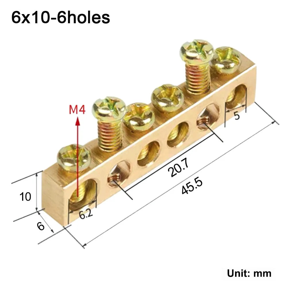 Copper Wire Connector Multi-specification With Hole Screw Copper Bar Terminal Brass Row Junction Box Power Distribution Cabinet