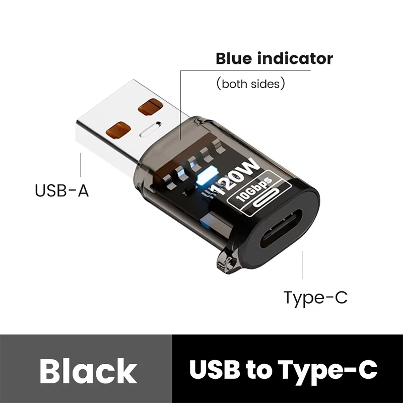 120W OTG USB 3.2 To Type C Adapter USB Female To Type C Male Fast Charging Adadpter OTG USB C For iPhone 15 16 Samsung Laptop PC
