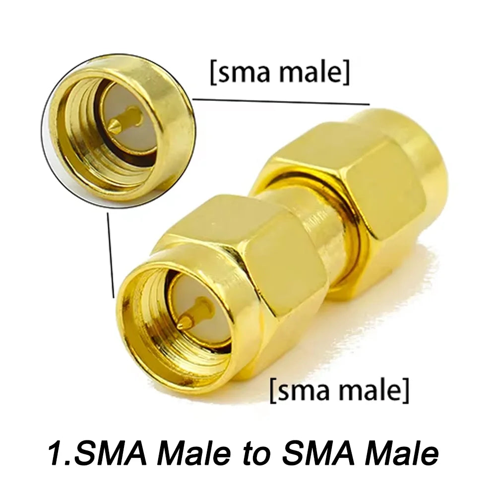 SMA Male to SMA Male Connector RP SMA male RF Coax Adapter Straight Convertor Goldplated 50ohm Brass
