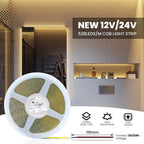 DC 12V 24V COB LED Strip Light 320 480 528 LEDs Flexible Tape High Density Linear Lighting Warm White 8mm PCB 0.5m 1m 2m 5m 10m