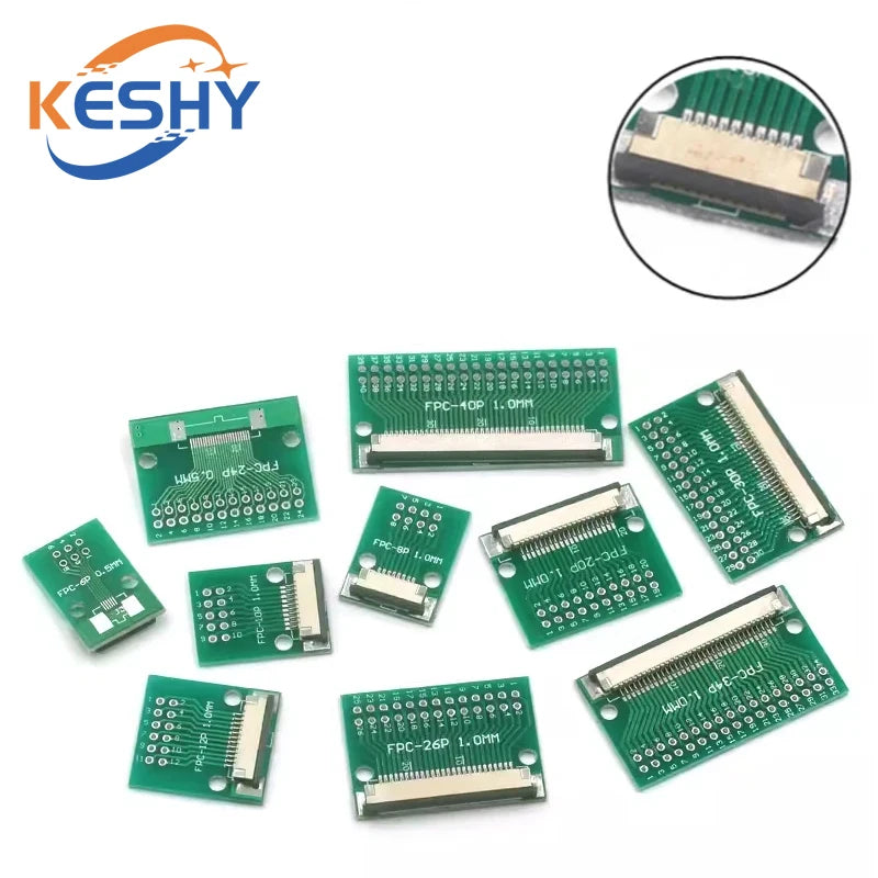 FPC/FFC Flat Cable Transfer Plate FPC FFC Adapter Board Directly Inserted DIY 0.5mm 1.0mm Spacing Connector 6P 8P 10P 20P 30-60P