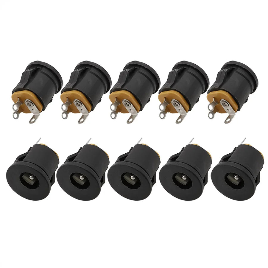 10Pcs 5.5 x 2.1mm DC Power Female Jack Socket Nut Panel Mount Connector Electric Connectors DC-022B DC-099 DC-022K